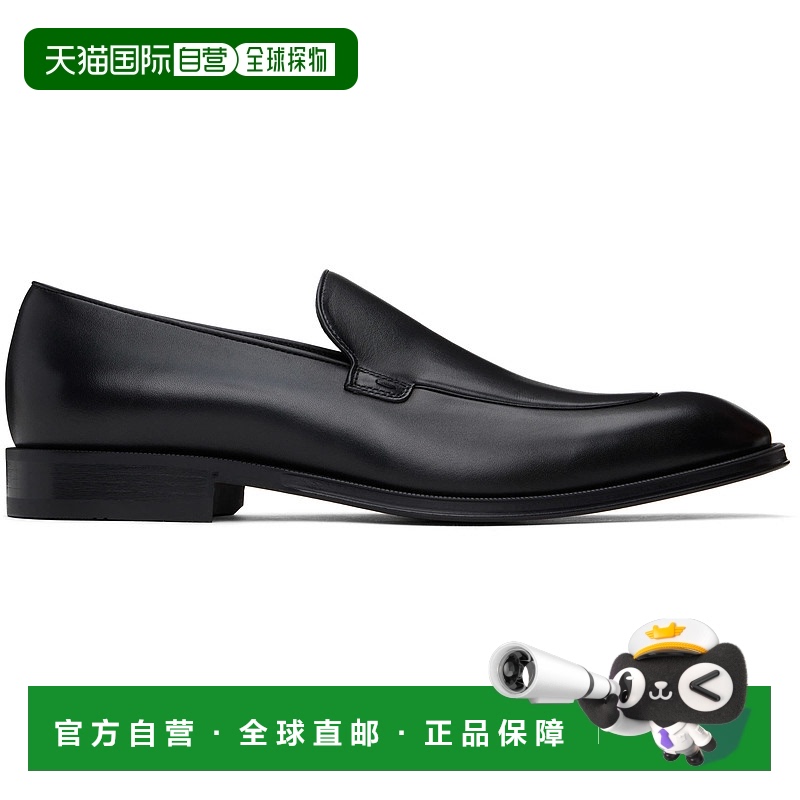 1h可退 香港直邮BOSS 波士 男士 黑色 Leather Apron Toe 乐福鞋