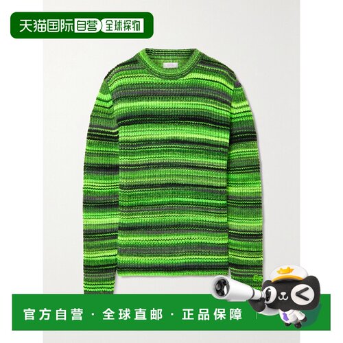 1h可退 香港直邮ERL 女士 条纹羊毛混纺毛衣 ERL04N006GREEN1针织
