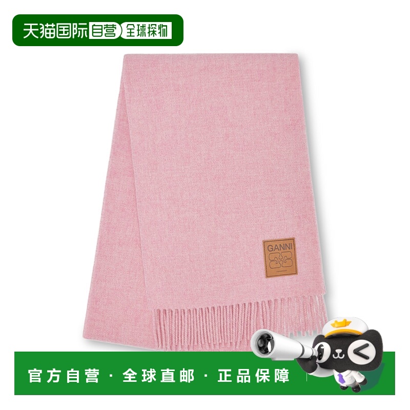 1h可退 香港直邮GANNI 甘尼 女士 PATCH 流苏带Logo围巾 A6942