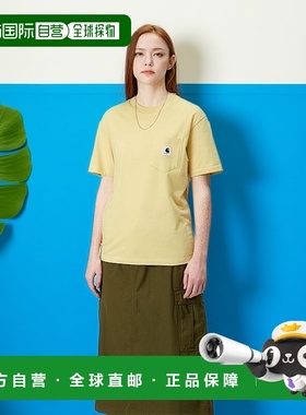 自营欧洲直邮Carhartt Wip 女士黄色棉短袖T恤长袖女款针织