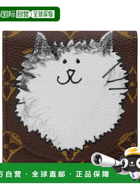 欧洲直邮LV路易威登 棕色帆布老花图案猫咪笔记本套男女通用