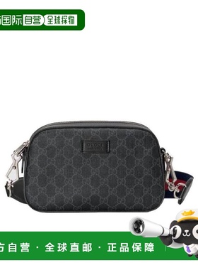 香港直邮24FW GG Supreme帆布肩背包 Men斜挎包皮革条纹