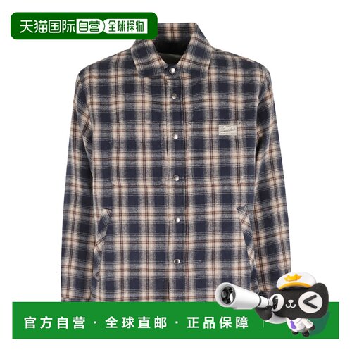 香港直邮DUNST 男士衬衫 UDJU5C112097N2 AW2025 蓝色 格纹衬衫