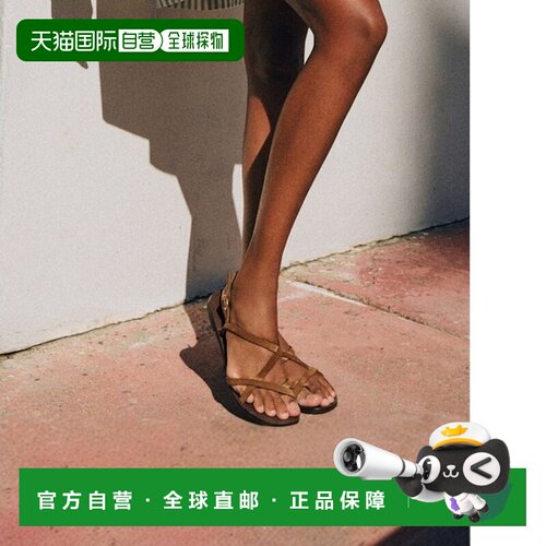 自营欧洲直邮Sezane ADELINE女士卡其色皮革平底凉鞋罗马鞋