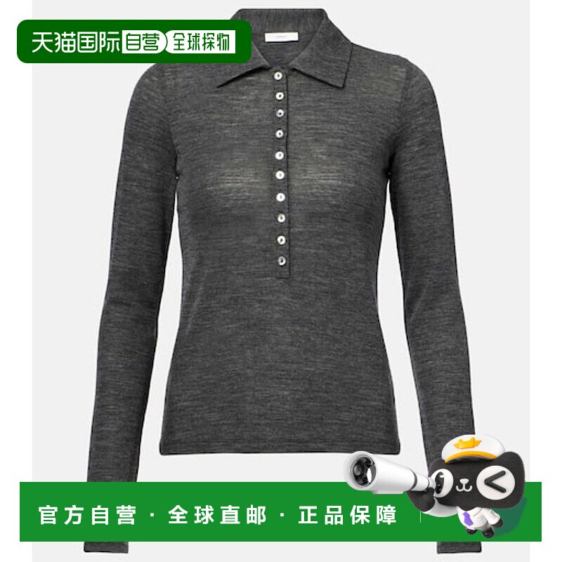1h可退 香港直邮VINCE 女士 透视Polo衫 grey灰色 舒适时尚针织衫