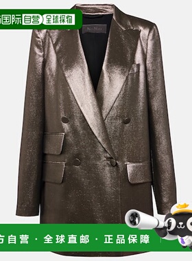 香港直邮MaxMara 麦斯玛拉 女士 Edro 真丝混纺金银锦缎西装外套