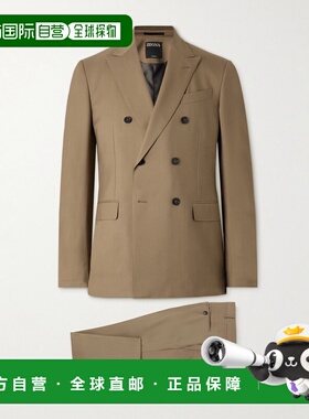 香港直邮1h可退 Zegna 杰尼亚 男士 Trofeo™ 双排扣羊毛/斜纹布套