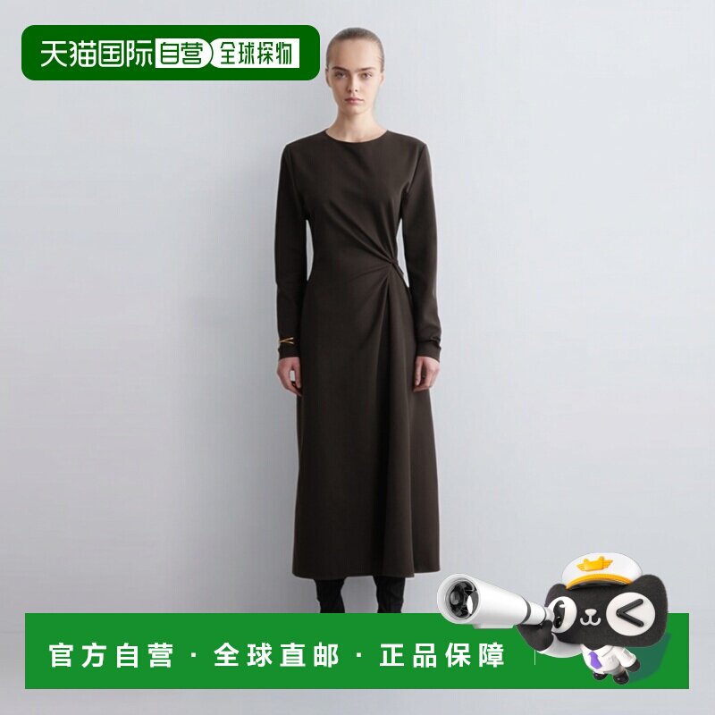 自营欧洲直邮COS 女士棕色棉混纺扭结细节连衣裙图片