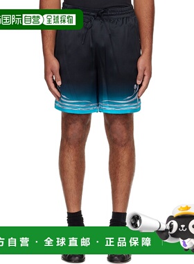 1h可退 香港直邮Casablanca 男士 黑色 Blades Silk Satin 短裤 M