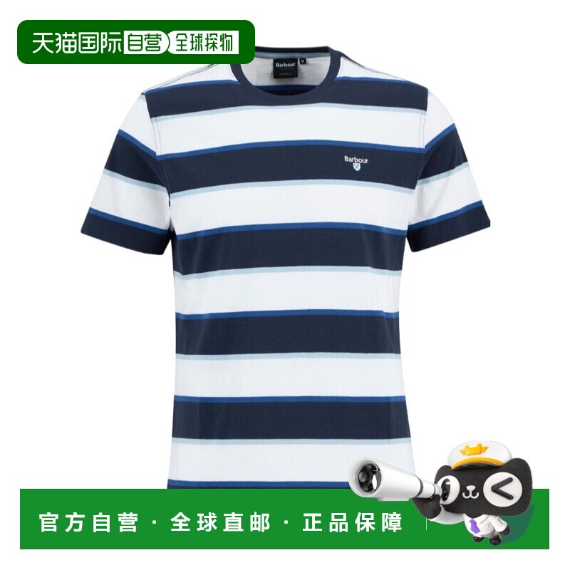 1h可退 香港直邮Barbour 男士T恤 MTS1564NY91 SS2026 蓝色 条纹T