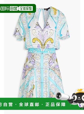 1h可退 香港直邮Maje 女士 印花缎面迷你连衣裙 MFPRO03678IMPRIM