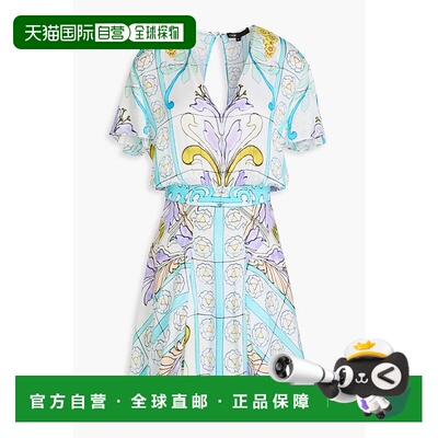 1h可退 香港直邮Maje 女士 印花缎面迷你连衣裙 MFPRO03678IMPRIM