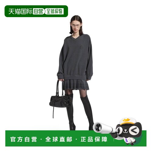 自营欧洲直邮Balenciaga巴黎世家 Layered女士灰色棉V领假两件连