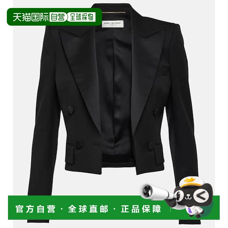 1h可退 香港直邮Saint Laurent 圣罗兰 女士 短款羊毛西装外套 00
