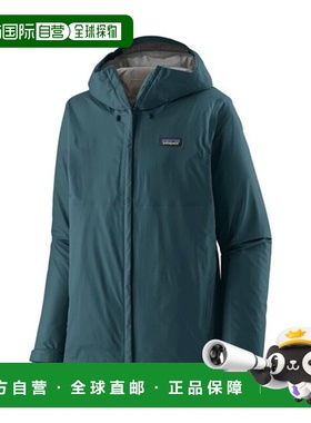 自营欧洲直邮PATAGONIA TORRENTSHELL男士蓝绿色再生聚酯连帽外套