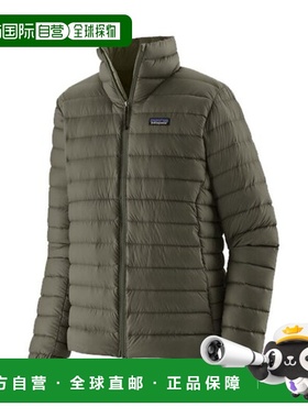 自营欧洲直邮PATAGONIA DOWN SWEATER男士暗军绿色再生尼龙拉链羽