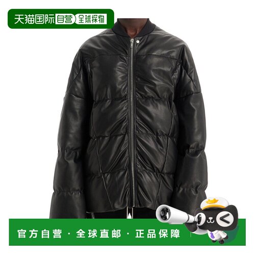 香港直邮Rick Owens 黑色皮质羽绒服 RU02B2788LCD39高端流行休闲