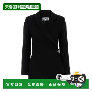 1h可退 香港直邮LOEWE 罗意威 女士 黑色弹力绉纱西装外套 S359Y0