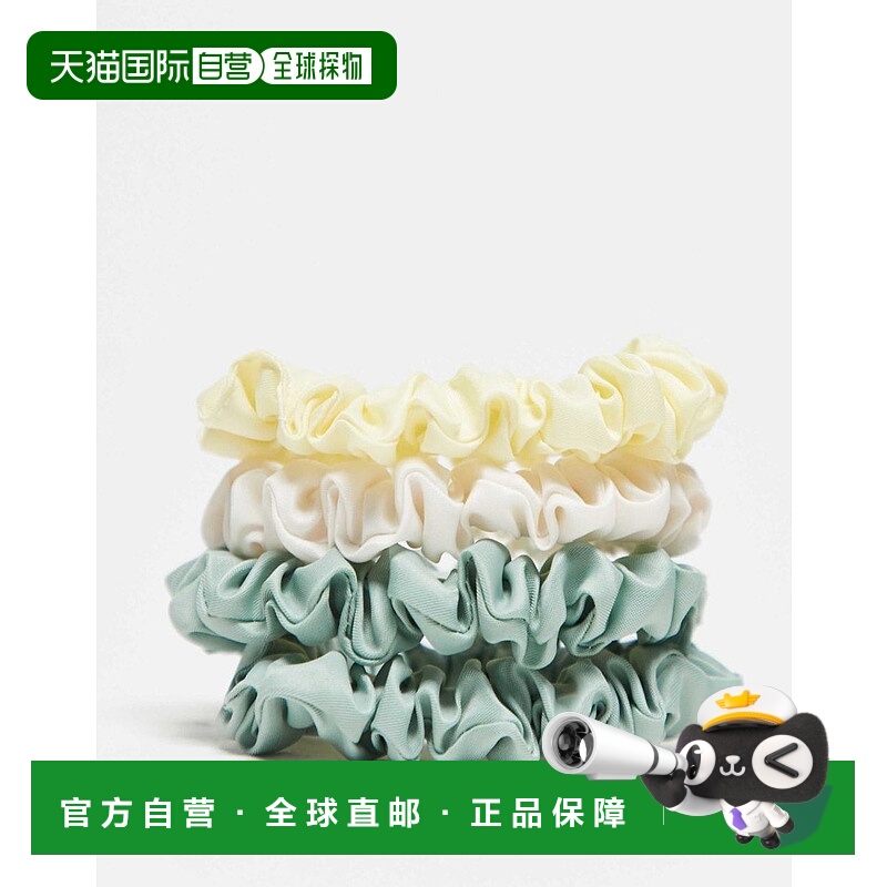 香港直邮ASOS 女士 scrunchies 设计迷你绿色黄油色黄色发箍(crea