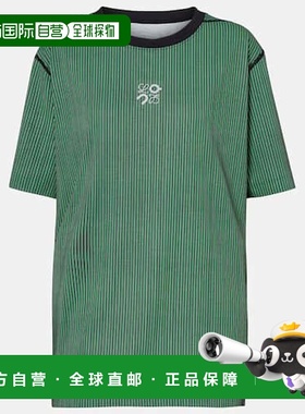 1h可退 香港直邮LOEWE 罗意威 女士 x 刺绣条纹T恤 green绿色 舒