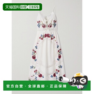 1h可退 香港直邮SEA 海洋 女士 Celia 英格兰刺绣棉麻混纺中长连
