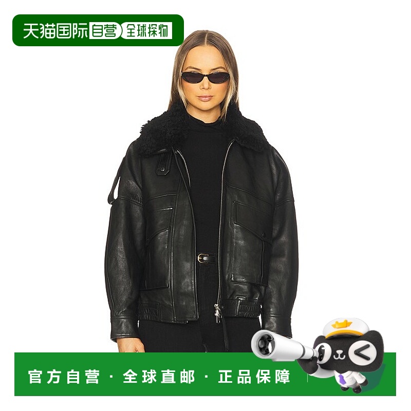 1h可退 香港直邮AGOLDE 女士 Avril 皮革夹克 A5100 black黑色 舒