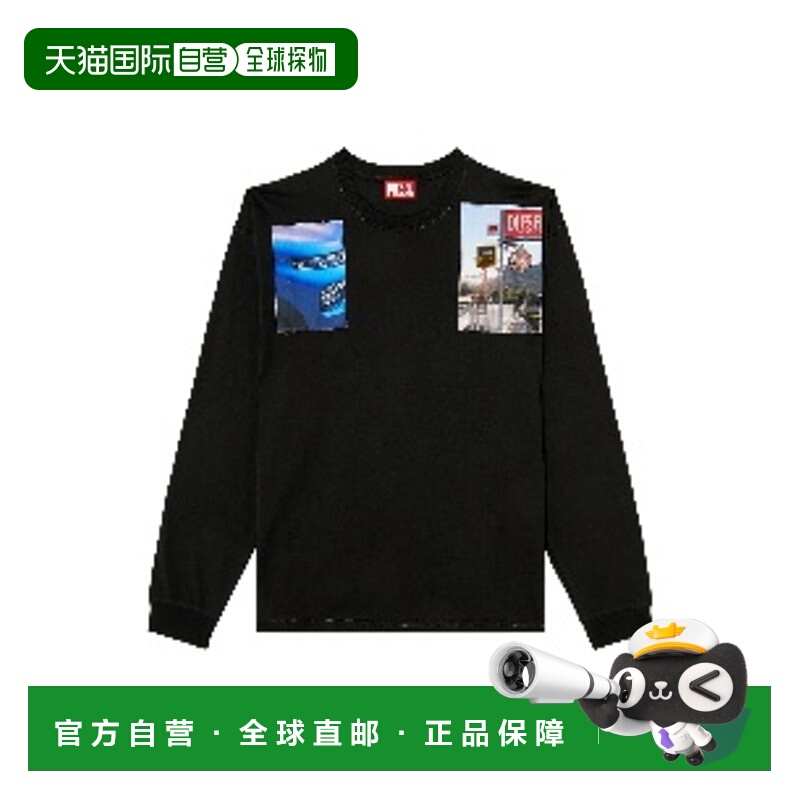 1h可退 香港直邮Diesel 迪赛 男士 T-Boxt-Ls-T5 照片貼片長袖T卹
