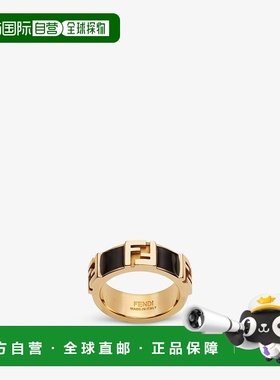 自营1h可退 欧洲直邮FENDI/芬迪 女士黑色/金色黄铜戒指新款