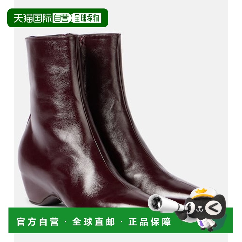 1h可退 香港直邮KHAITE 女士 Sybil 40 皮质短靴 red红色 舒适时