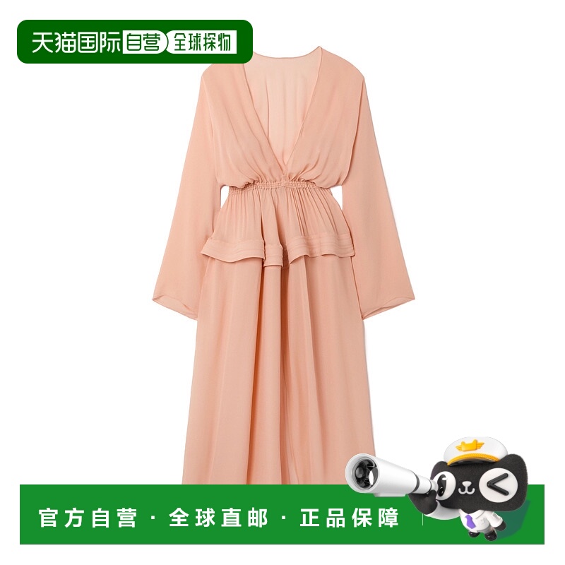 香港直邮Alaia V领长袖连衣裙 AA9R2641T666A