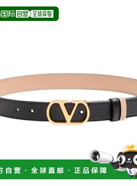 1h可退 香港直邮valentino 华伦天奴 女士 黑色皮革双面皮带 7W2T