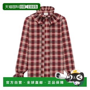 839835Y3J75 格纹真丝衬衫 香港直邮Saint Laurent