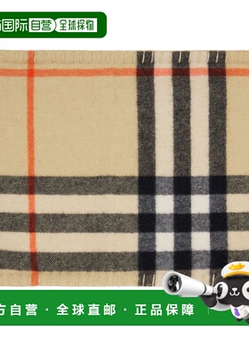香港直邮Burberry 巴宝莉 男士 驼色 Check Cashmere 围脖 812135