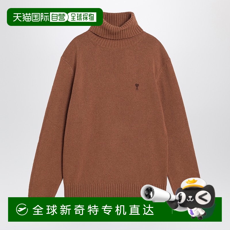 1h可退 香港直邮Ami Paris 男士 Ami De Coeur 榛子色高领毛衣 HK