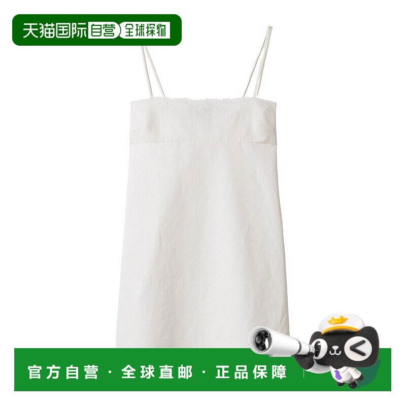 香港直邮Miu Miu 刺绣粗纺帆布迷你连衣裙 MF587517LVSOOO吊带
