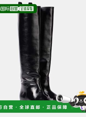 香港直邮KHAITE 女士 Colt 皮质及膝靴子 black黑色 舒适时尚女靴