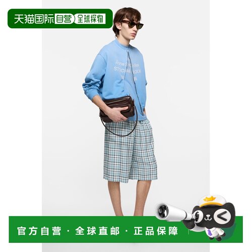 自营欧洲直邮Acne Studios 男士青绿色/蓝色/白色粘胶纤维格纹休
