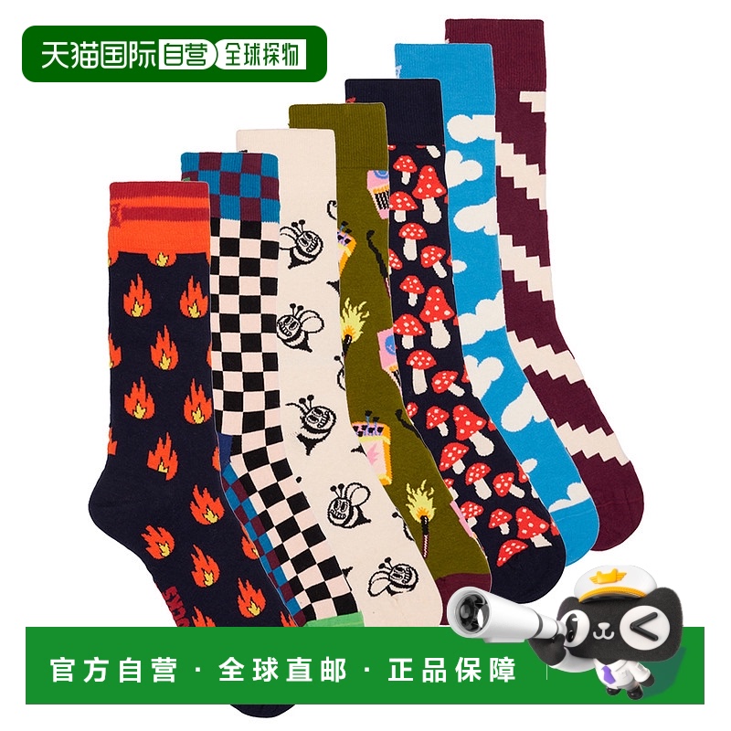 欧洲直邮Happy Socks  WILD WEEK SOCKS X7 男女内衣高筒袜 P0003