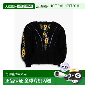 1h可退 香港直邮FARM RIO 女士 刺绣粗线针织毛衣 343107BLACK