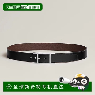 黑色小牛皮腰带32mm 1h可退 欧洲直邮Hermes 爱马仕 男士