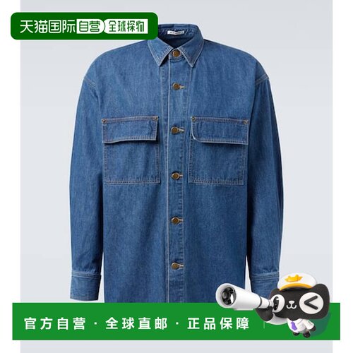 1h可退 香港直邮AURALEE 男士 牛仔布衬衫 blue蓝色 舒适时尚