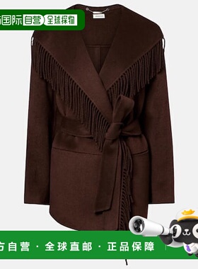1h可退 香港直邮Simkhai 女士 Rowen 流苏羊毛混纺夹克 brown棕色