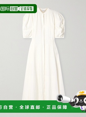 1h可退 香港直邮Gabriela Hearst 女士 Arabella 细褶亚麻长款连