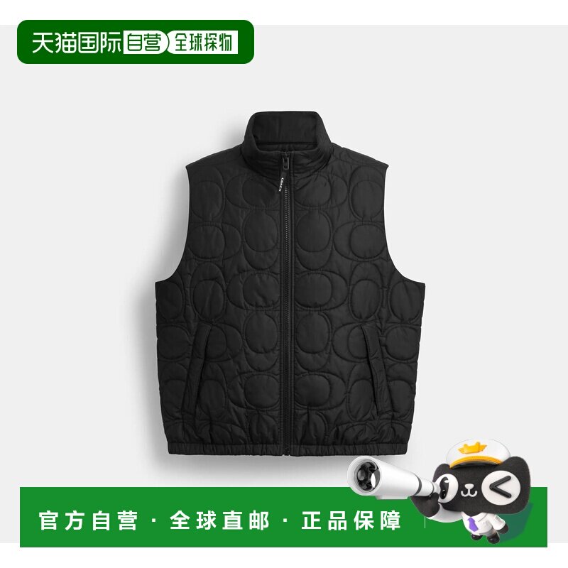 自营欧洲直邮Coach蔻驰 男士黑色独家绗缝无袖羽绒服