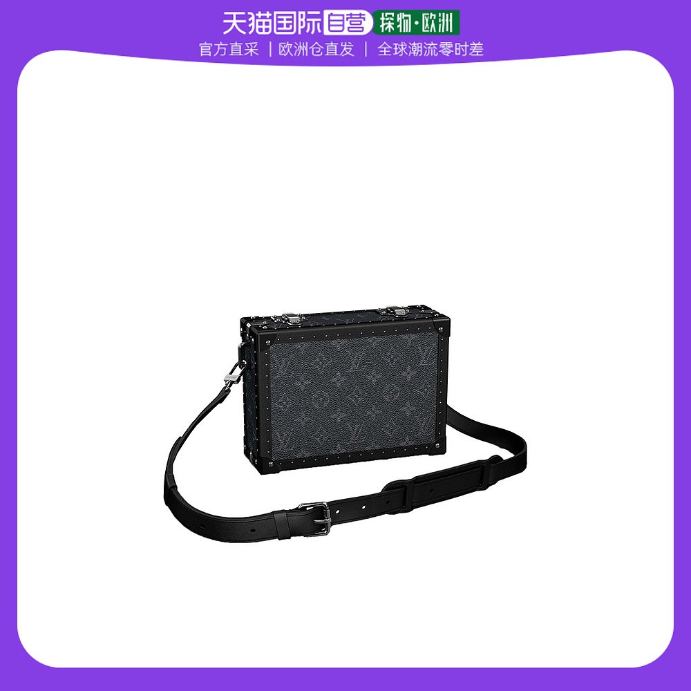 欧洲直邮LV路易威登22秋冬新款黑色牛皮帆布老花单肩斜挎盒子包