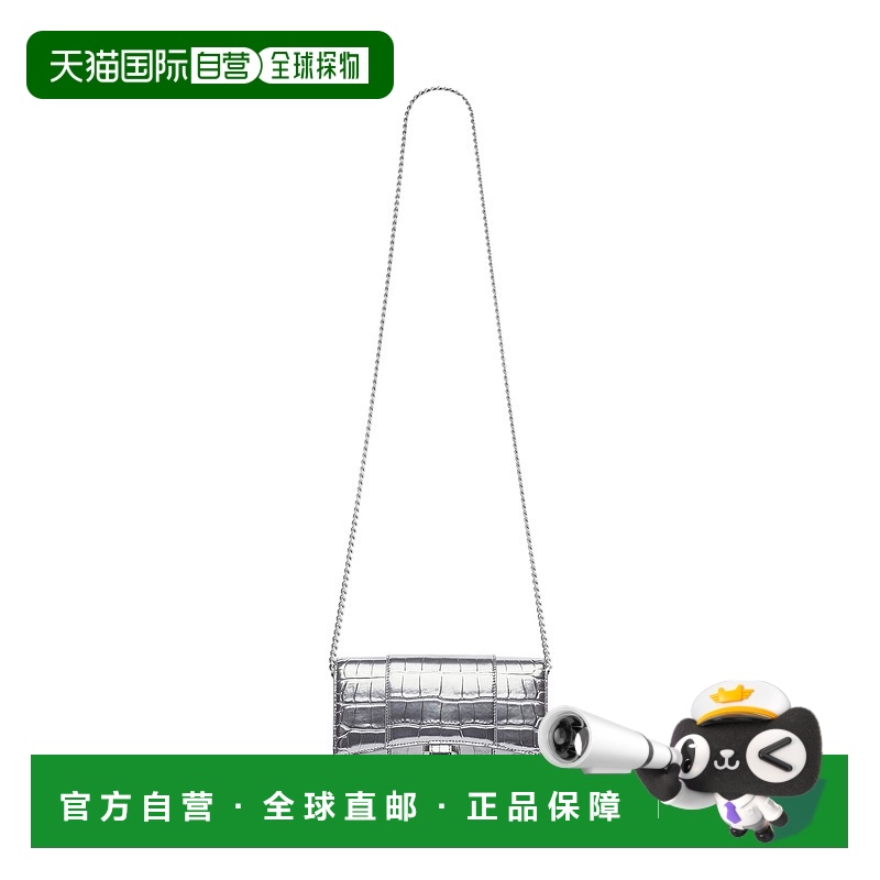 欧洲直邮BALENCIAGA (2025新品) 女士银色金属鳄鱼纹压花沙漏链条
