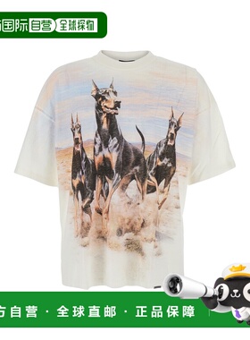 香港直邮Represent 男士 'Wester Dobermans' on Front 白色印花T