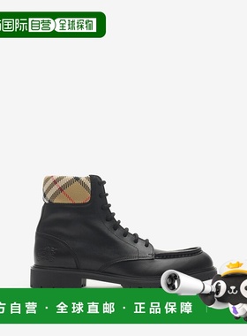 自营欧洲直邮Burberry博柏利 Rogue系列男士黑色小牛皮马术骑士徽