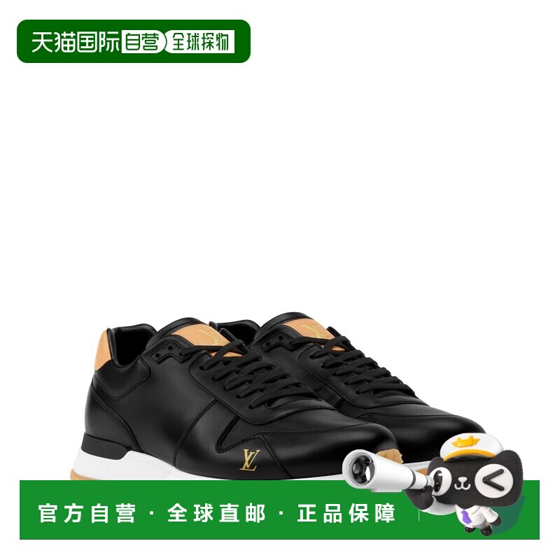 自营1h可退 欧洲直邮LV路易威登 Run Away男士黑色小牛皮logo标识