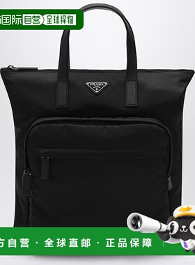 香港直邮Prada 普拉达 男士 RE-NYLON 黑色小牛皮购物包 2VG098OO